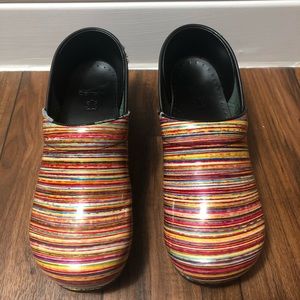 Dansko Multicolored Striped Clogs in Size 40